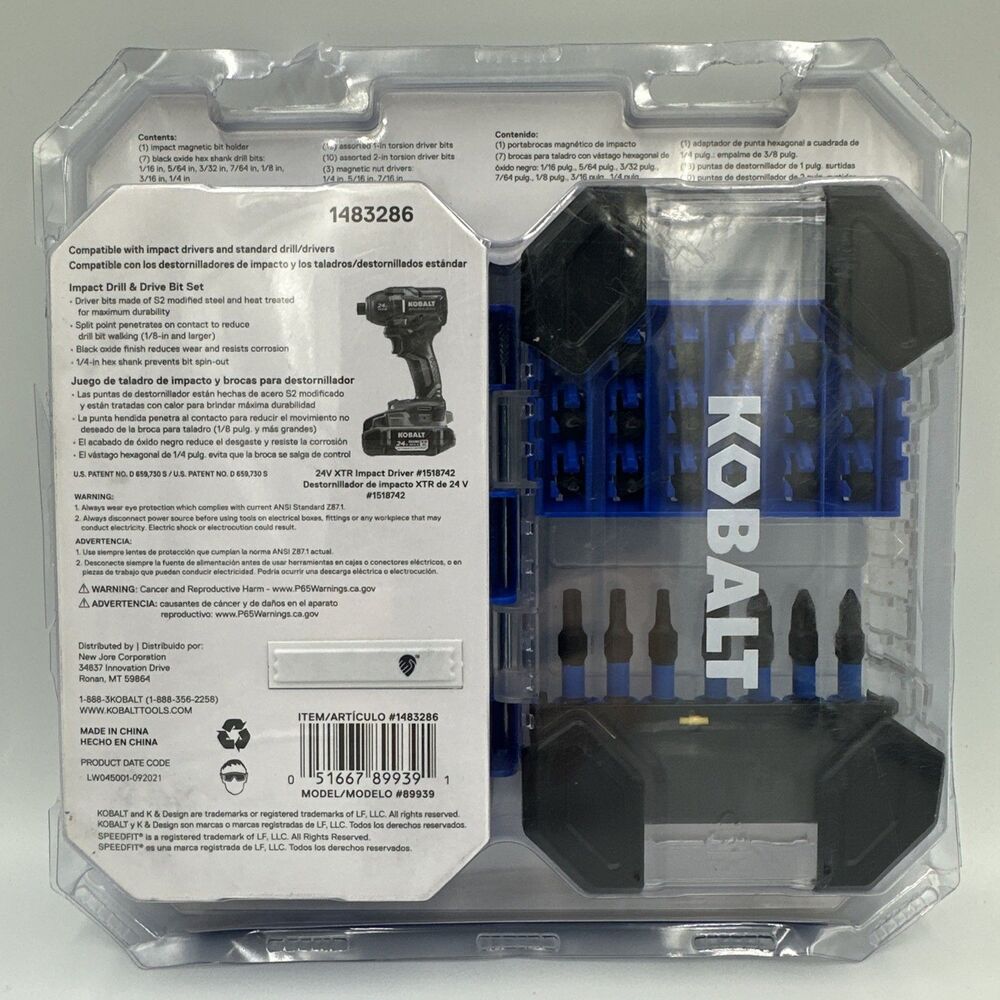 Kobalt XTR Impact Drill + ScrewDriver Bit Set -  40 - Piece - Picture 3 of 3